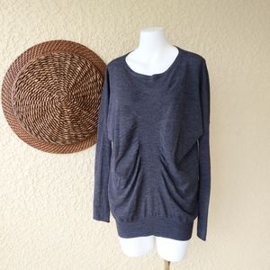 Vince gather drape front sweater scoop neck